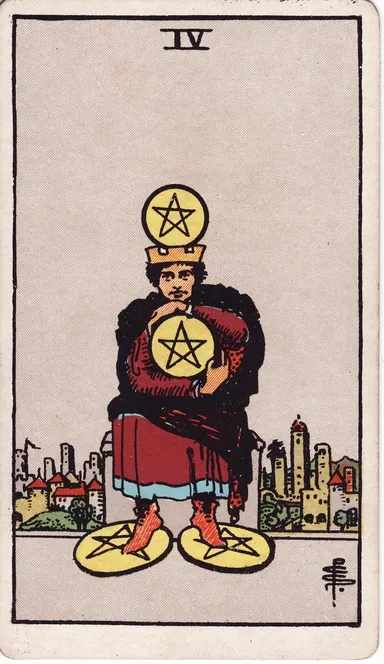 펜타클 4 (Four of Pentacles) 타로 카드