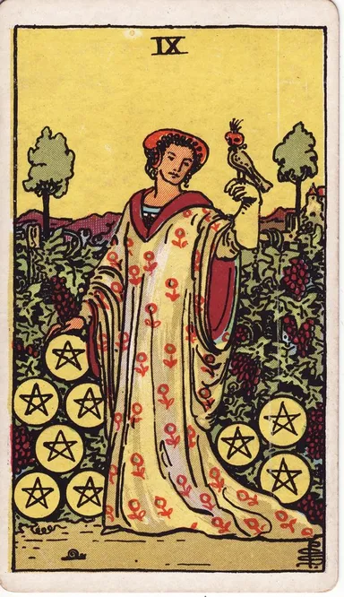 펜타클 9 (Nine of Pentacles) 타로 카드