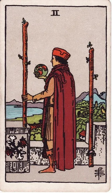 완드 2 (Two of Wands) 타로 카드